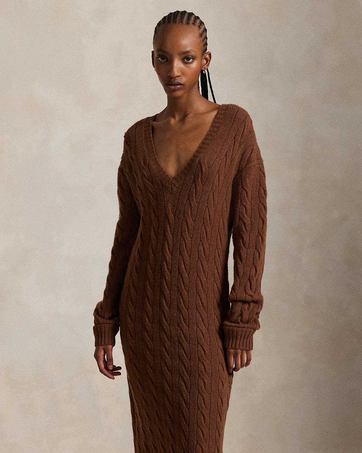 Ralph Lauren CableKnit VNeck Sweater Dress