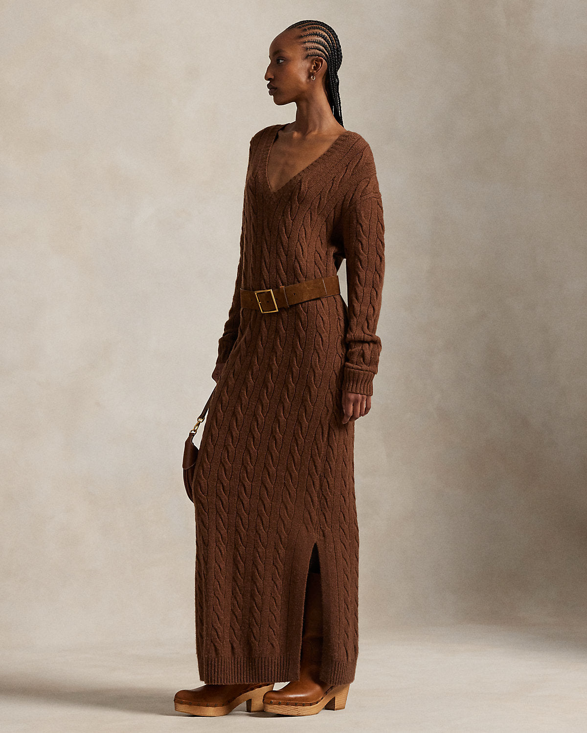 Ralph Lauren CableKnit VNeck Sweater Dress