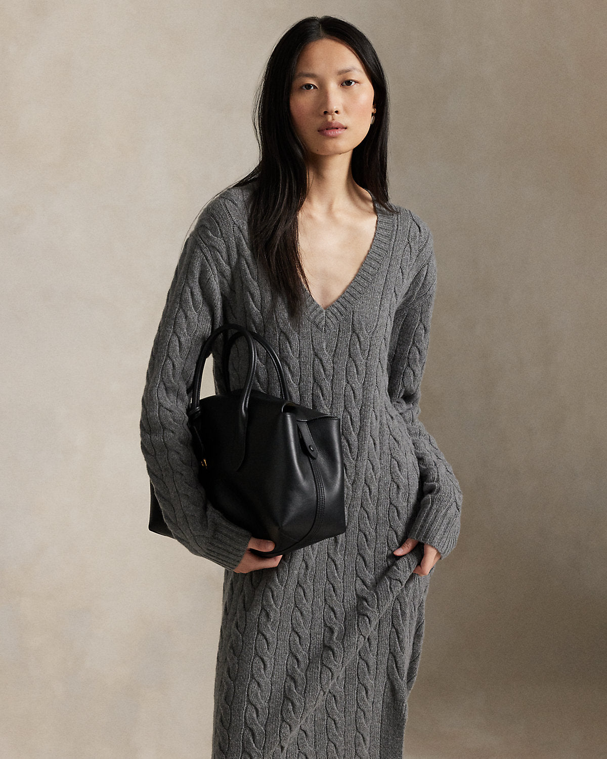 Ralph Lauren CableKnit VNeck Sweater Dress