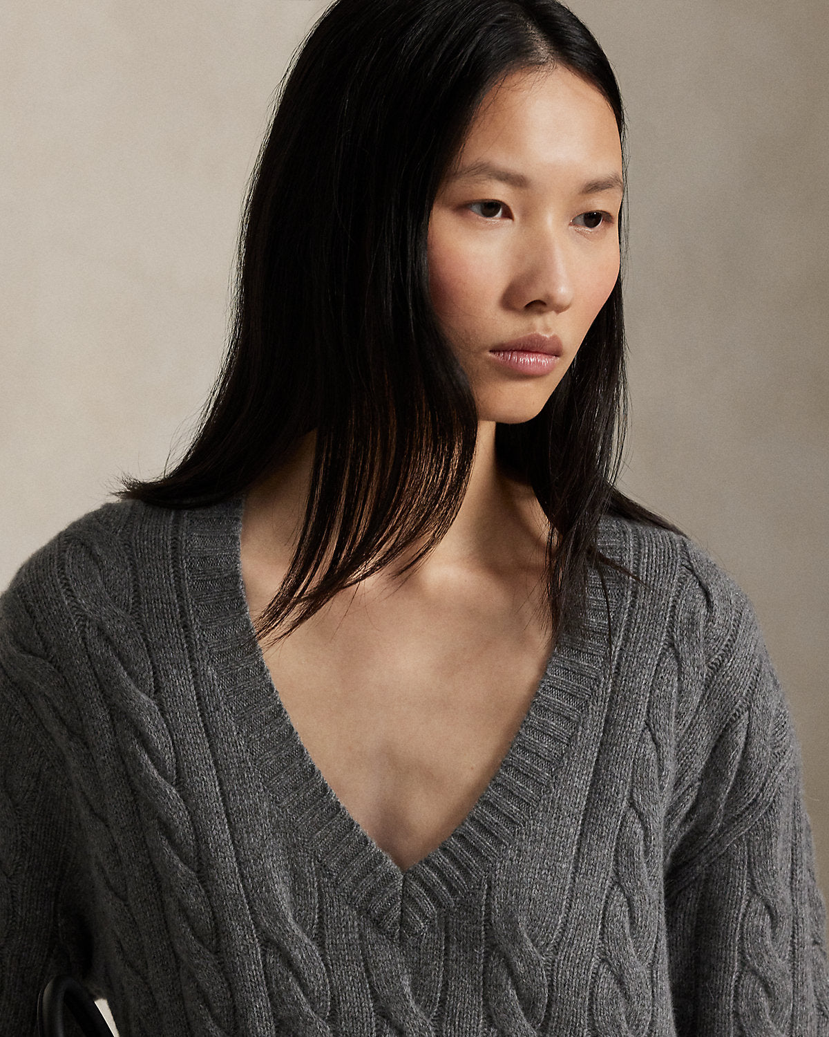 Ralph Lauren CableKnit VNeck Sweater Dress
