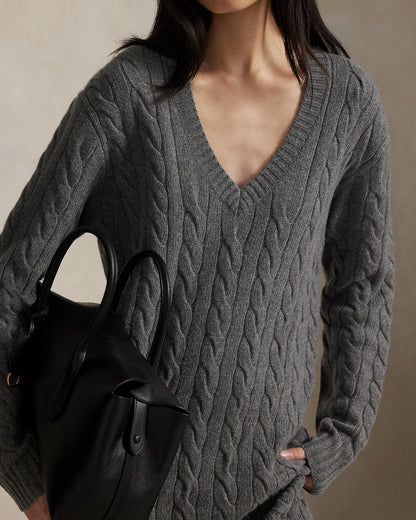 Ralph Lauren CableKnit VNeck Sweater Dress