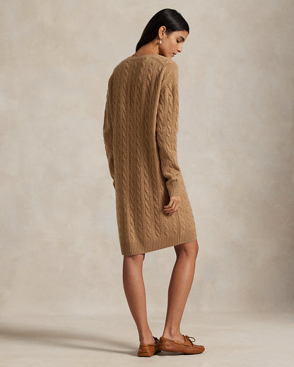 Ralph Lauren Cable WoolCashmere VNeck Sweater Dress
