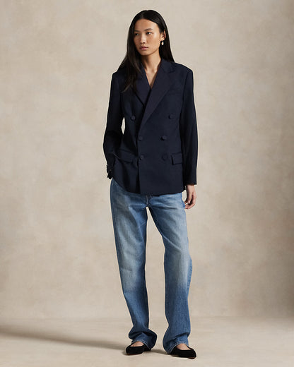 Ralph Lauren DoubleBreasted SilkLapel Wool Blazer