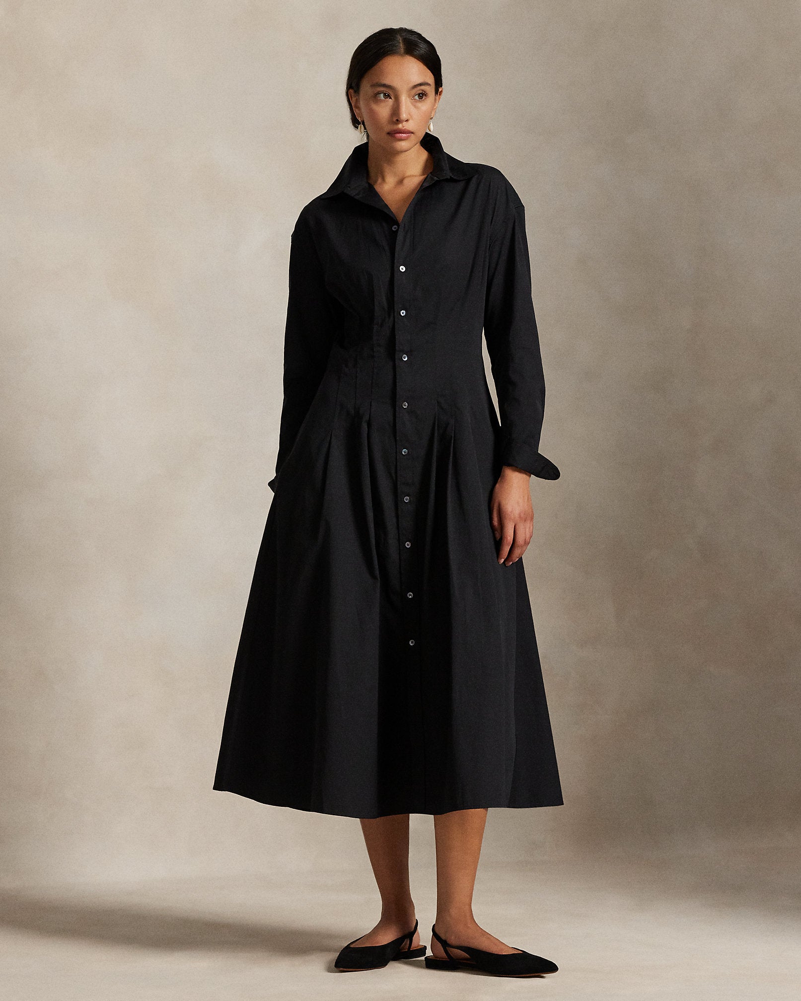 Ralph Lauren Pleated Cotton Shirtdress
