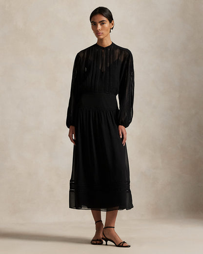 Ralph Lauren LaceTrim Georgette Dress