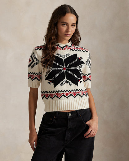 Ralph Lauren Snowflake Mockneck ShortSleeve Sweater