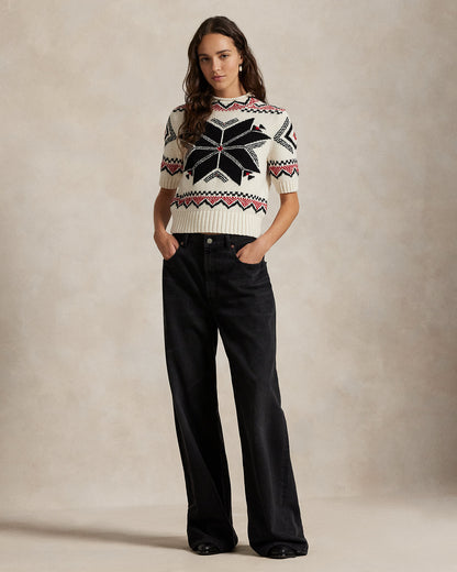 Ralph Lauren Snowflake Mockneck ShortSleeve Sweater