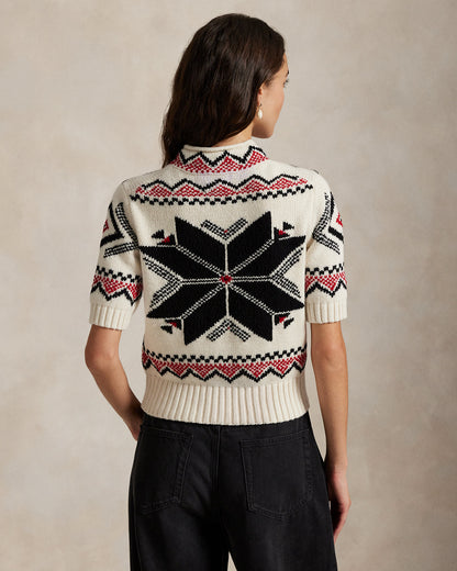 Ralph Lauren Snowflake Mockneck ShortSleeve Sweater