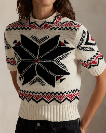 Ralph Lauren Snowflake Mockneck ShortSleeve Sweater