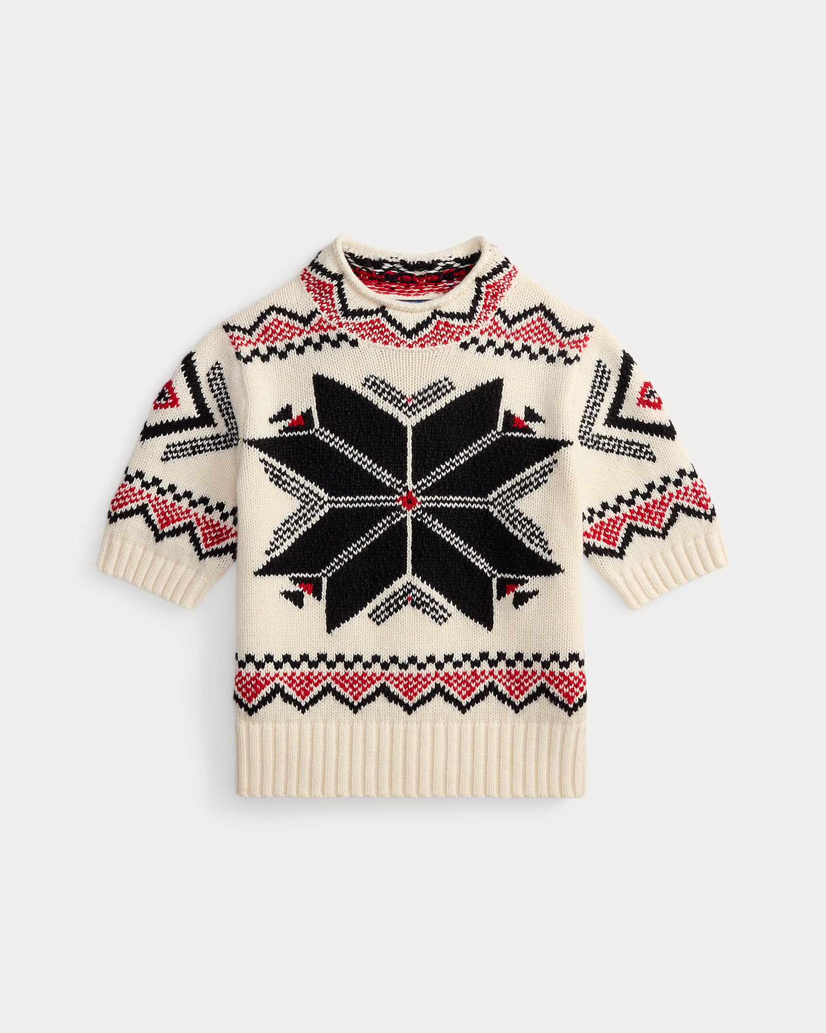Ralph Lauren Snowflake Mockneck ShortSleeve Sweater
