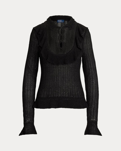 Ralph Lauren Crocheted RuffleTrim Sweater