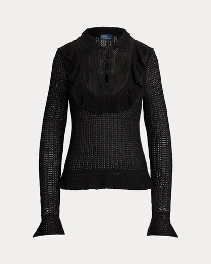 Ralph Lauren Crocheted RuffleTrim Sweater