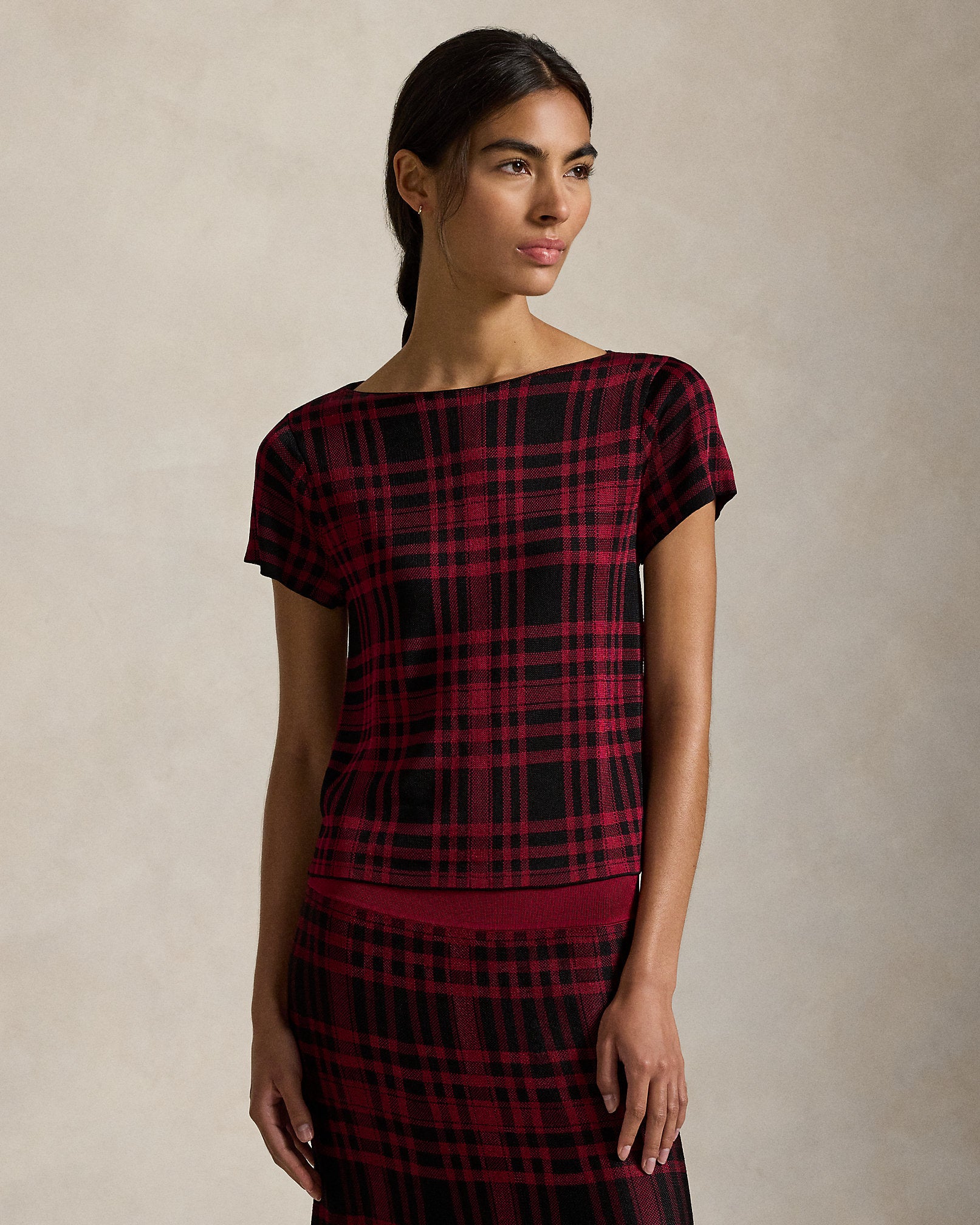 Ralph Lauren Plaid ShortSleeve Sweater