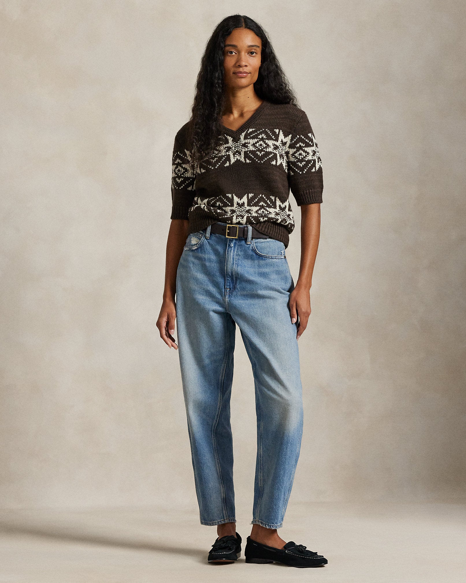 Ralph Lauren Snowflake VNeck ShortSleeve Sweater