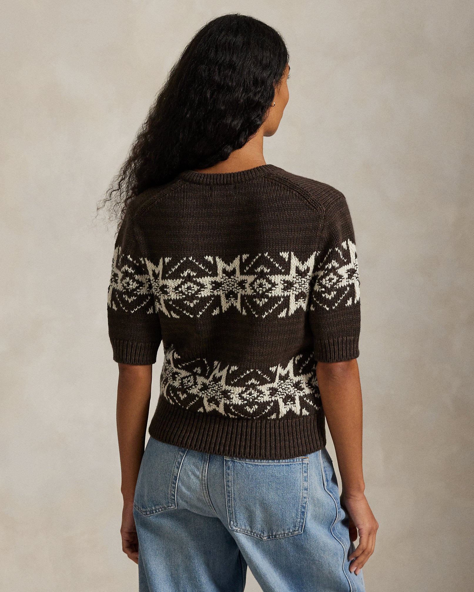 Ralph Lauren Snowflake VNeck ShortSleeve Sweater