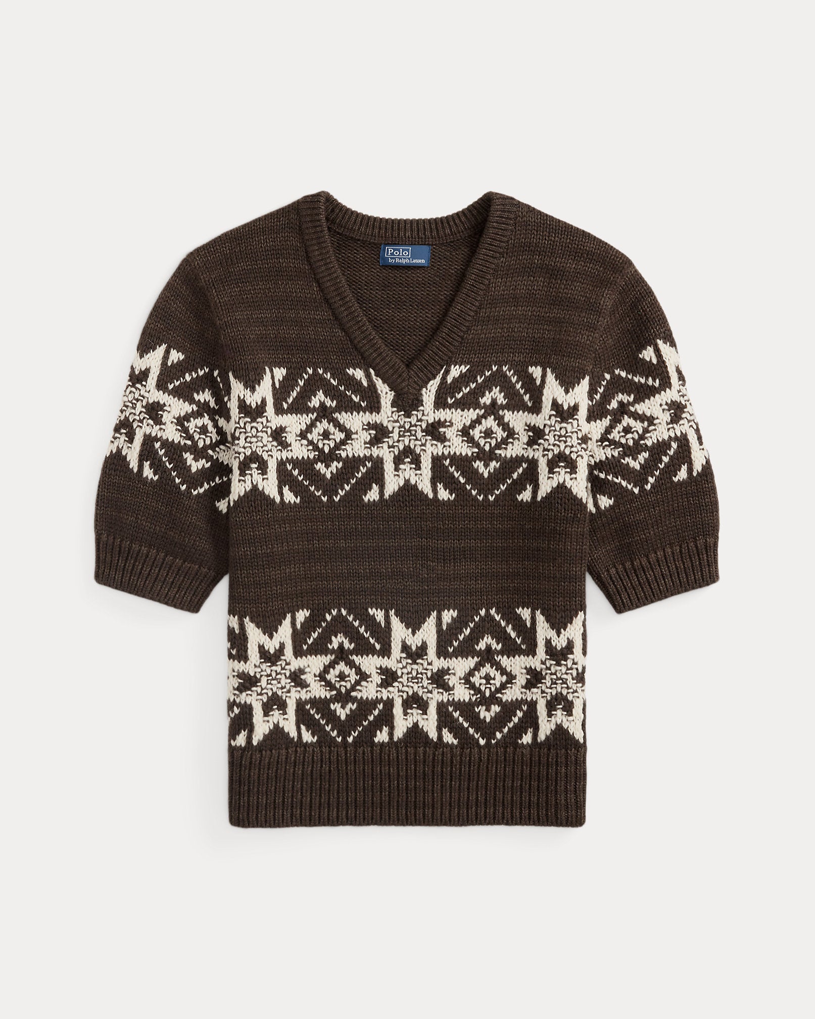 Ralph Lauren Snowflake VNeck ShortSleeve Sweater