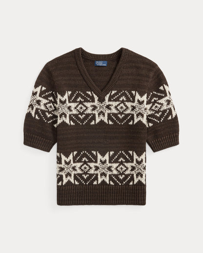 Ralph Lauren Snowflake VNeck ShortSleeve Sweater