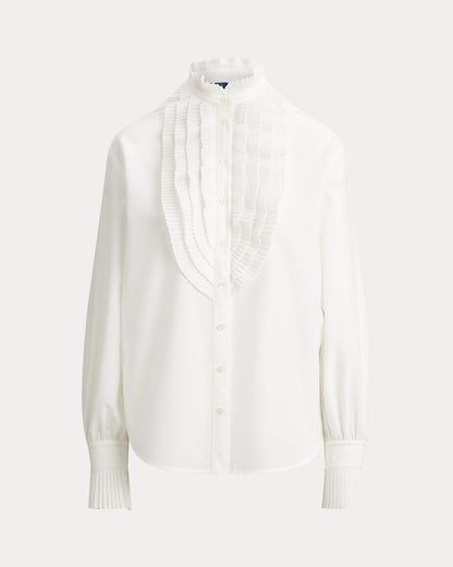 Ralph Lauren PleatedBib CottonSilk Shirt