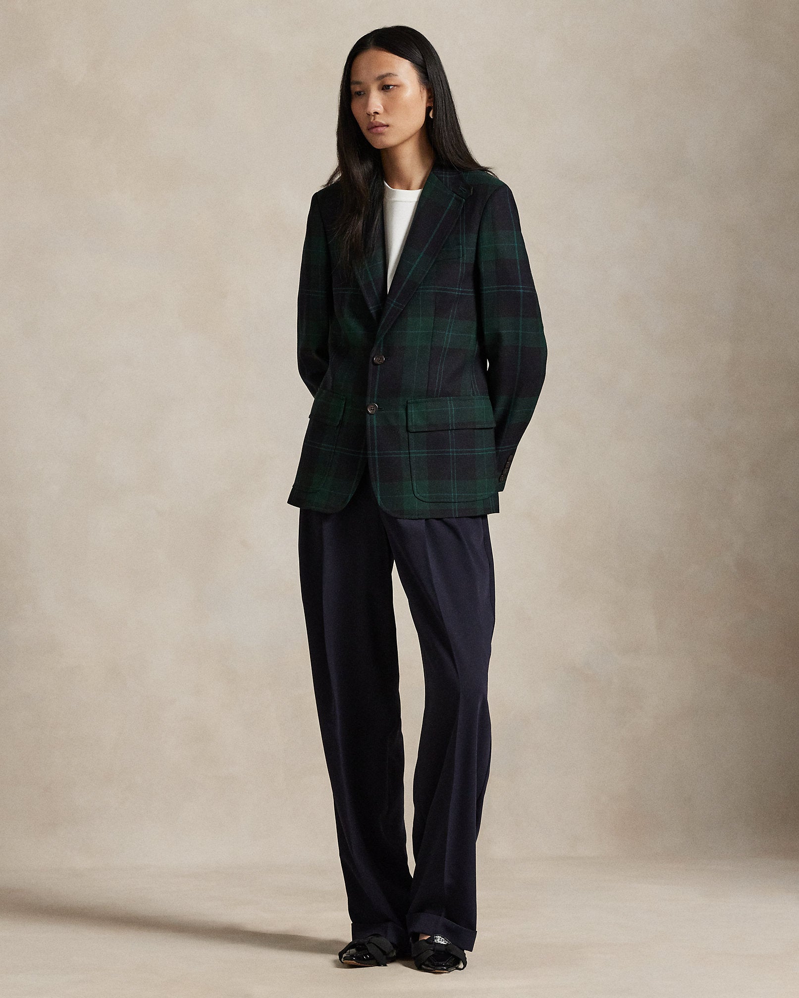Ralph Lauren SingleBreasted Plaid Wool Blazer