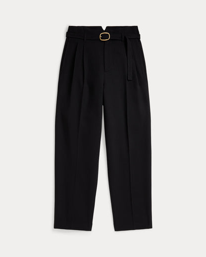 Ralph Lauren Belted Wool Pleated Tapered Pant