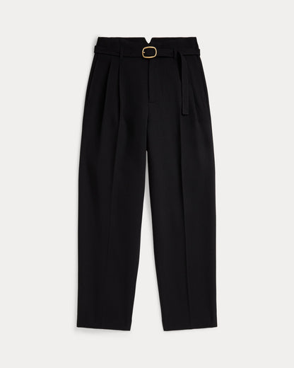 Ralph Lauren Belted Wool Pleated Tapered Pant