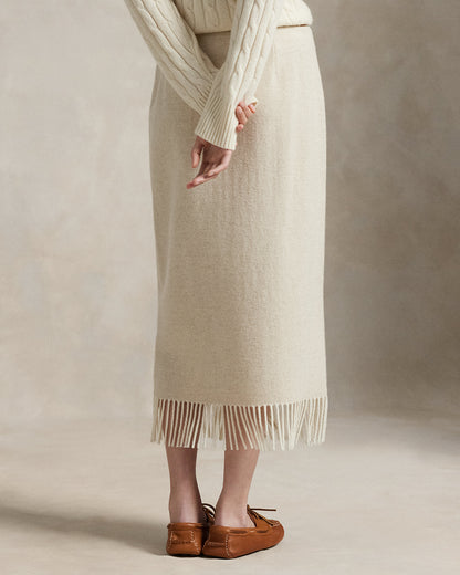 Ralph Lauren Fringe Herringbone Wrap Skirt