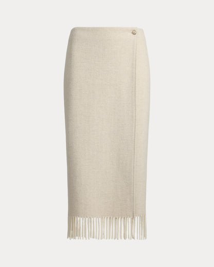 Ralph Lauren Fringe Herringbone Wrap Skirt