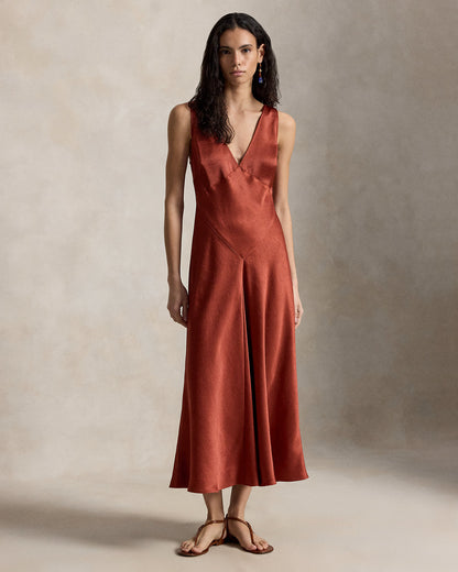 Ralph Lauren Satin Paneled Dress