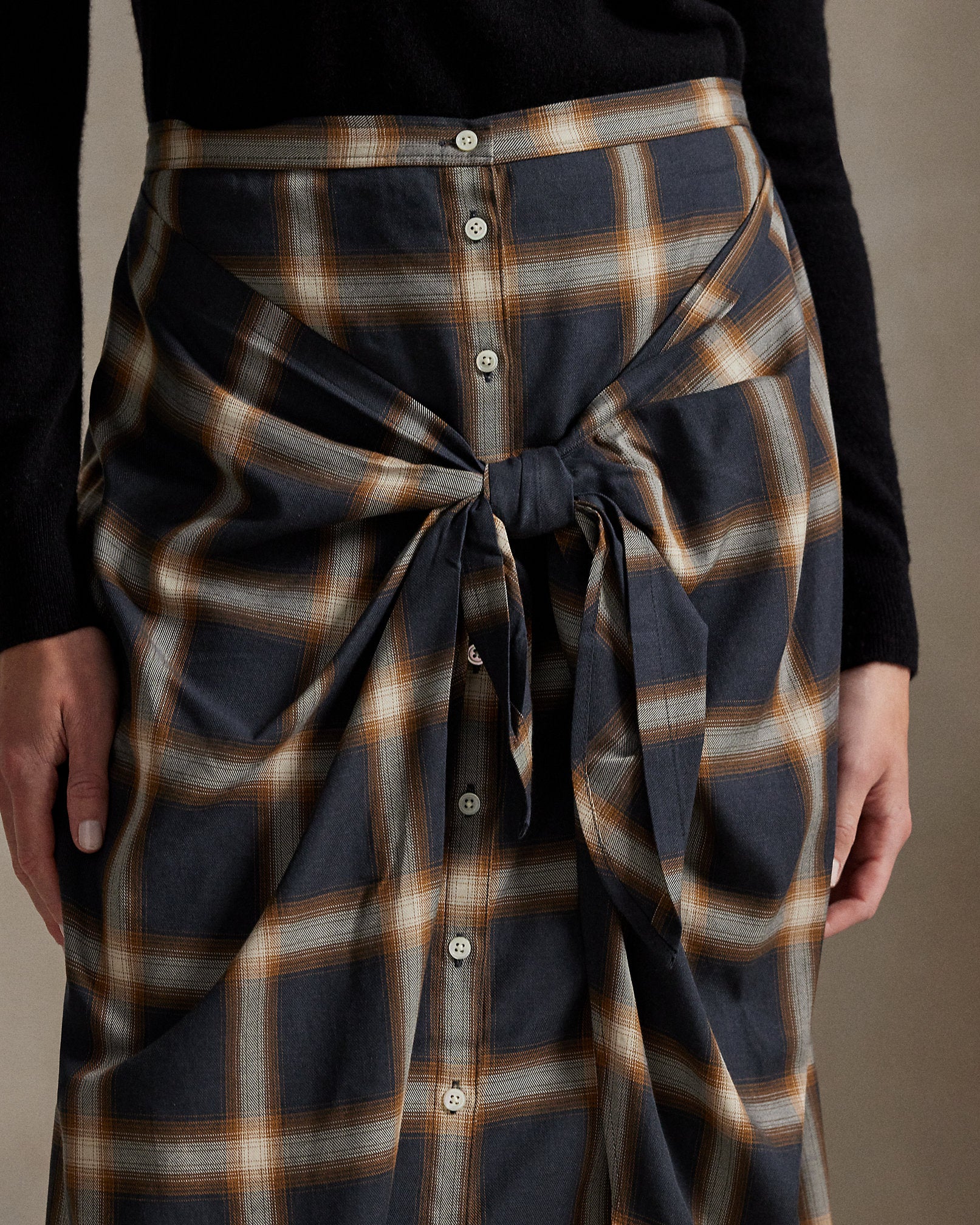 Ralph Lauren Plaid TieFront Skirt