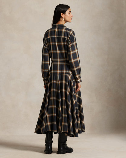Ralph Lauren Plaid Twill Paneled Shirtdress
