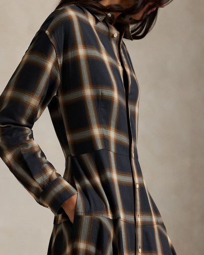 Ralph Lauren Plaid Twill Paneled Shirtdress