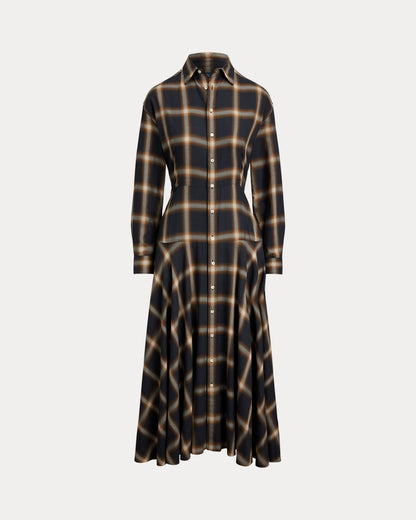 Ralph Lauren Plaid Twill Paneled Shirtdress