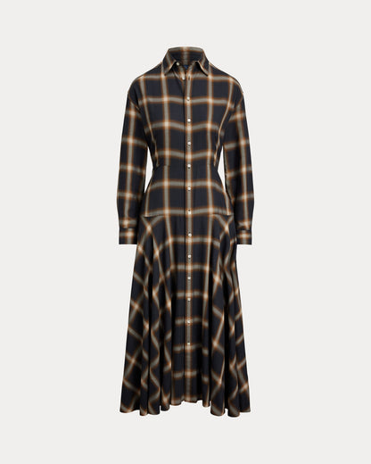 Ralph Lauren Plaid Twill Paneled Shirtdress