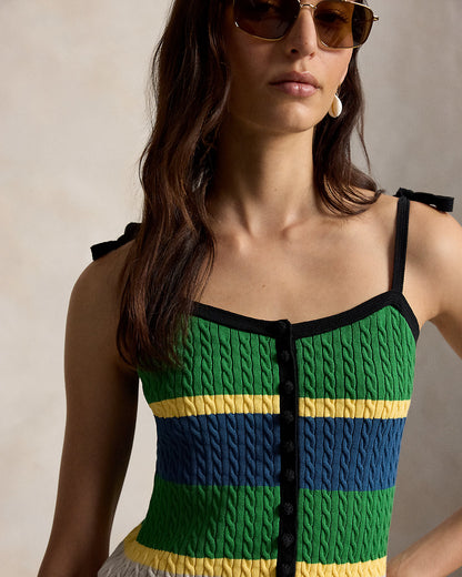 Ralph Lauren ColorBlocked CableKnit Tank Top