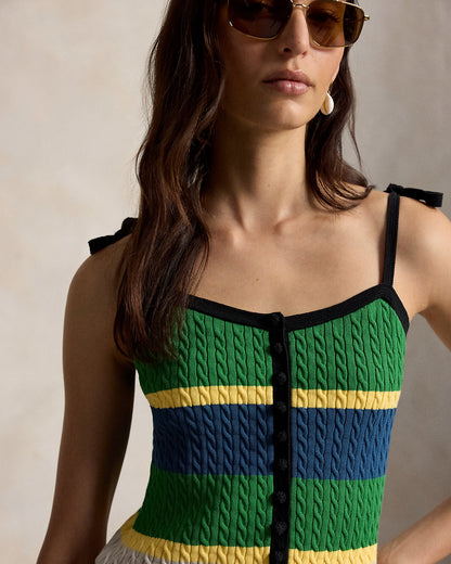 Ralph Lauren ColorBlocked CableKnit Tank Top