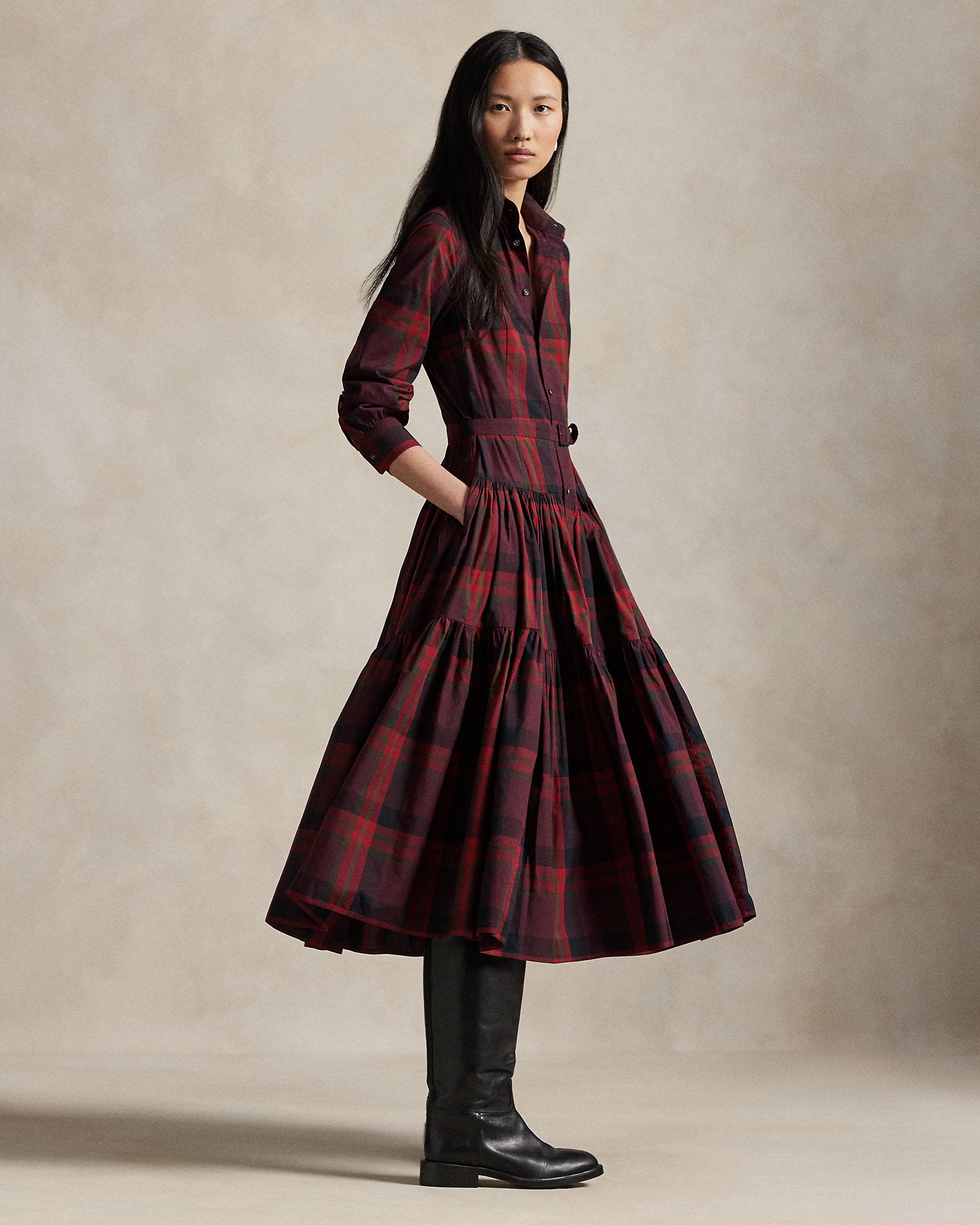 Ralph Lauren Plaid Tiered Shirtdress