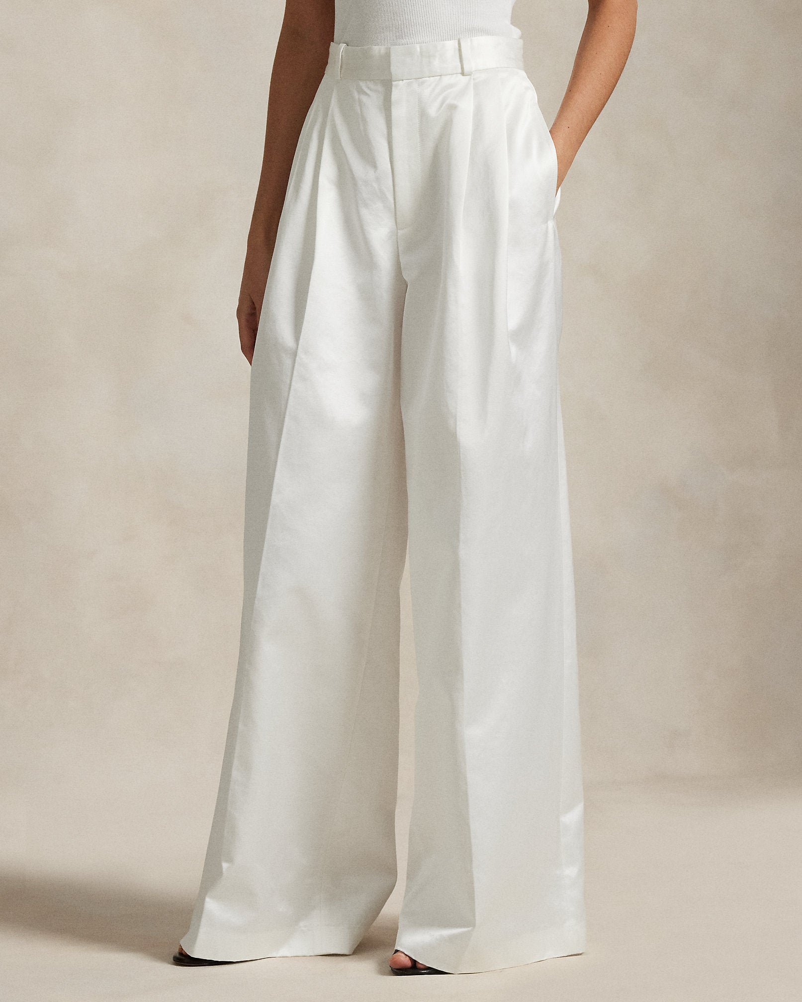 Ralph Lauren Pleated Satin WideLeg Pant