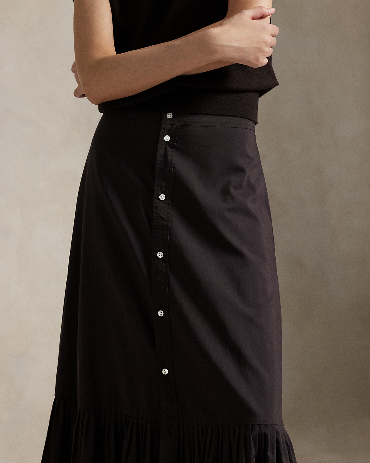 Ralph Lauren RuffledHem CottonSilk Skirt