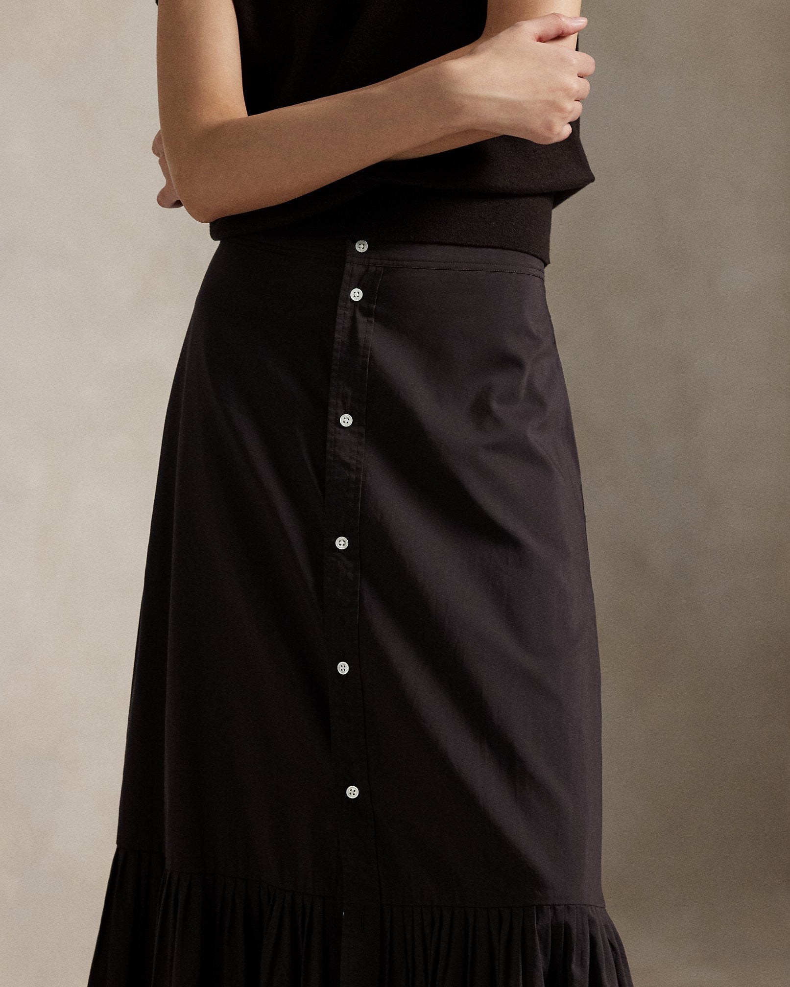 Ralph Lauren RuffledHem CottonSilk Skirt