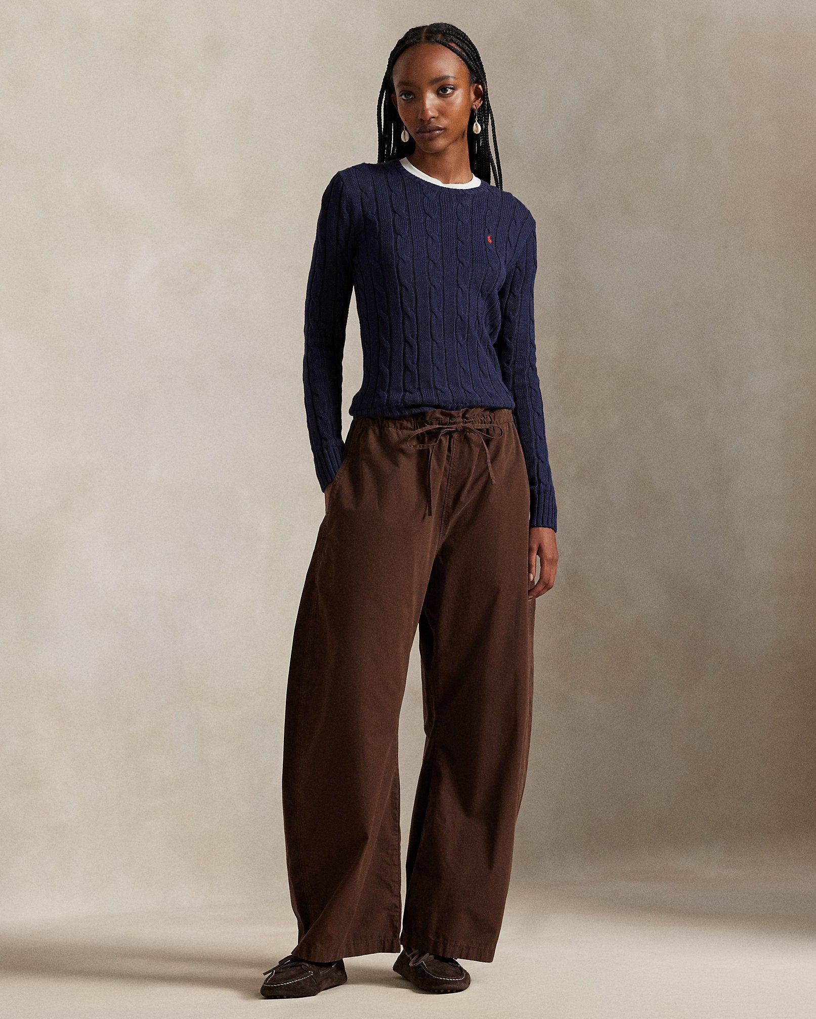 Ralph Lauren Cotton Curved Tapered Drawstring Pant