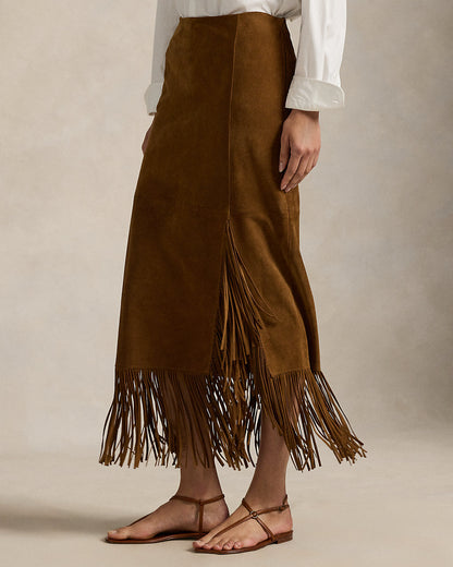 Ralph Lauren Fringe Suede Skirt