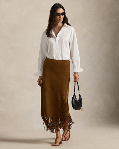 Ralph Lauren Fringe Suede Skirt