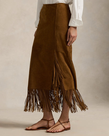 Ralph Lauren Fringe Suede Skirt