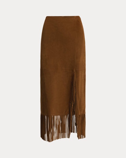 Ralph Lauren Fringe Suede Skirt