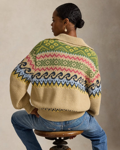 Ralph Lauren Fair Isle LaceUp Sweater