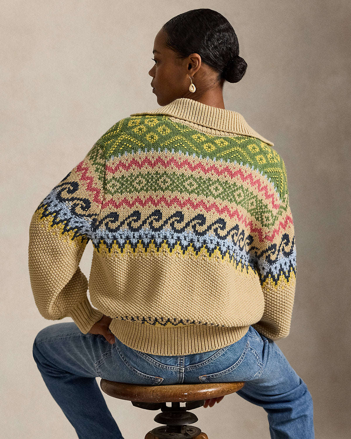 Ralph Lauren Fair Isle LaceUp Sweater