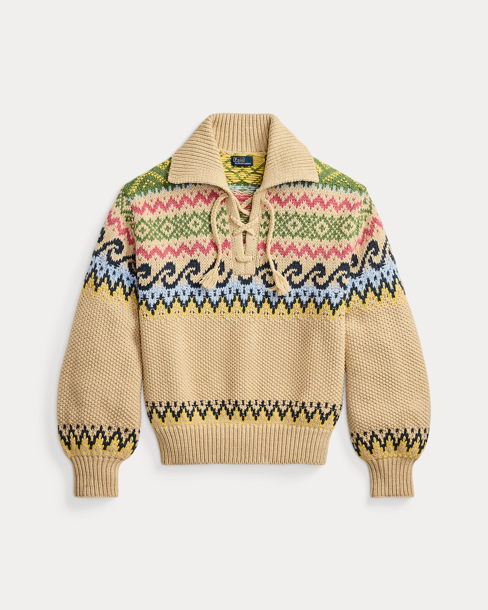 Ralph Lauren Fair Isle LaceUp Sweater