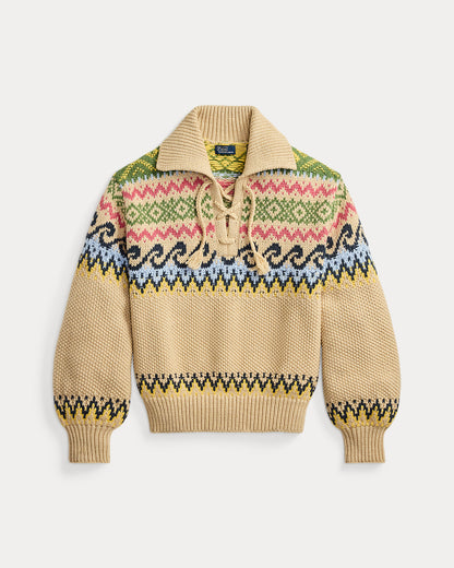 Ralph Lauren Fair Isle LaceUp Sweater