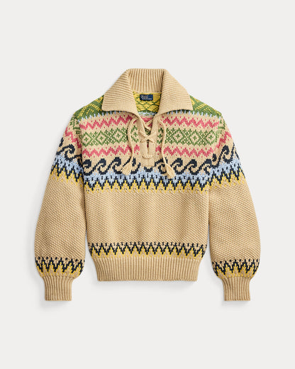 Ralph Lauren Fair Isle LaceUp Sweater