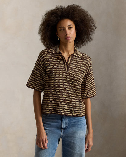 Ralph Lauren Striped Knit Cotton Polo Shirt
